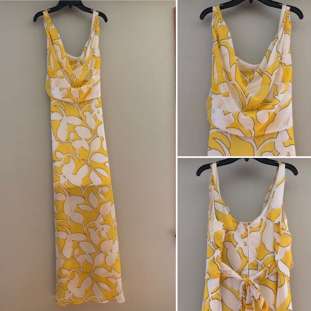 Yellow floral chiffon dress